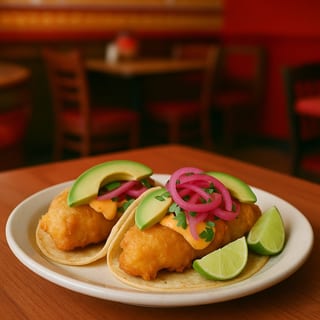 Masa-Battered Fish Tacos with Citrus-Pickled Onions