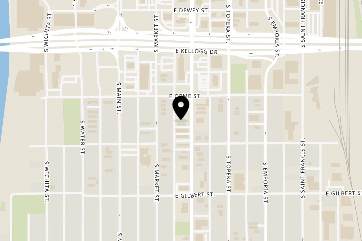 Map showing the location of Tacos Uruapan Restaurant on 819 S Broadway in Wichita